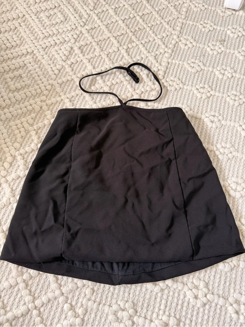 Zara Black Midi Skirt with Waist Wrap Detail